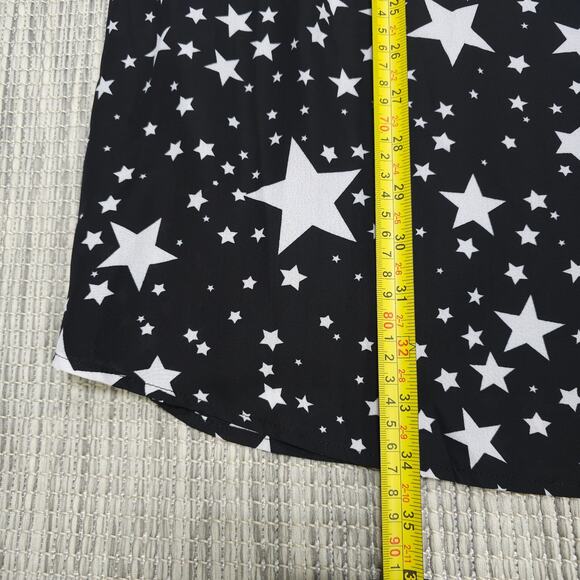 Decree Womens Size L Oh My Stars Black White Shirt Dress Roll Tab Sleeve NEW - Picture 7 of 12